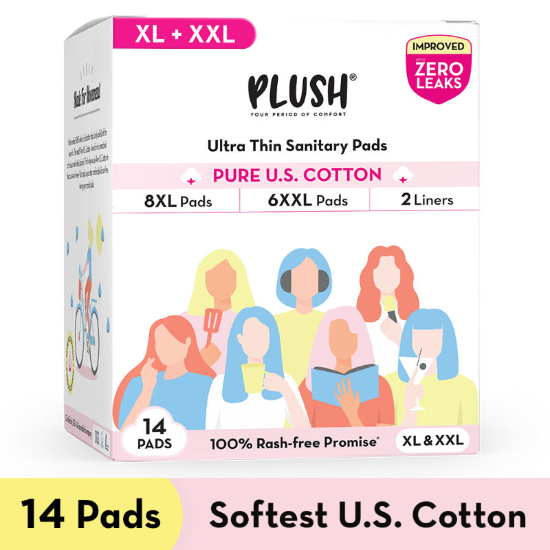 Sanitary Pads 100% Cotton Rash-Free - 4XL + 3XXL+ 2 Free Liners