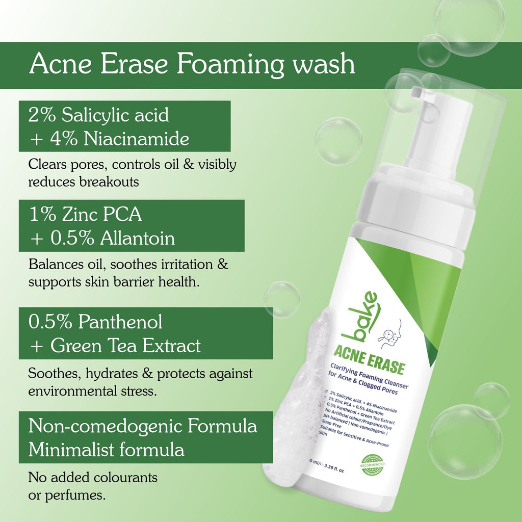Acne Erase Foaming Cleanser with 2% Salicylic Acid for Acne, Clogged Pores & Oil Control