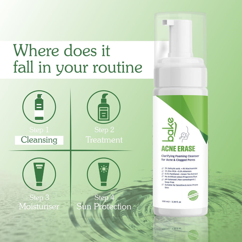Acne Erase Foaming Cleanser with 2% Salicylic Acid for Acne, Clogged Pores & Oil Control