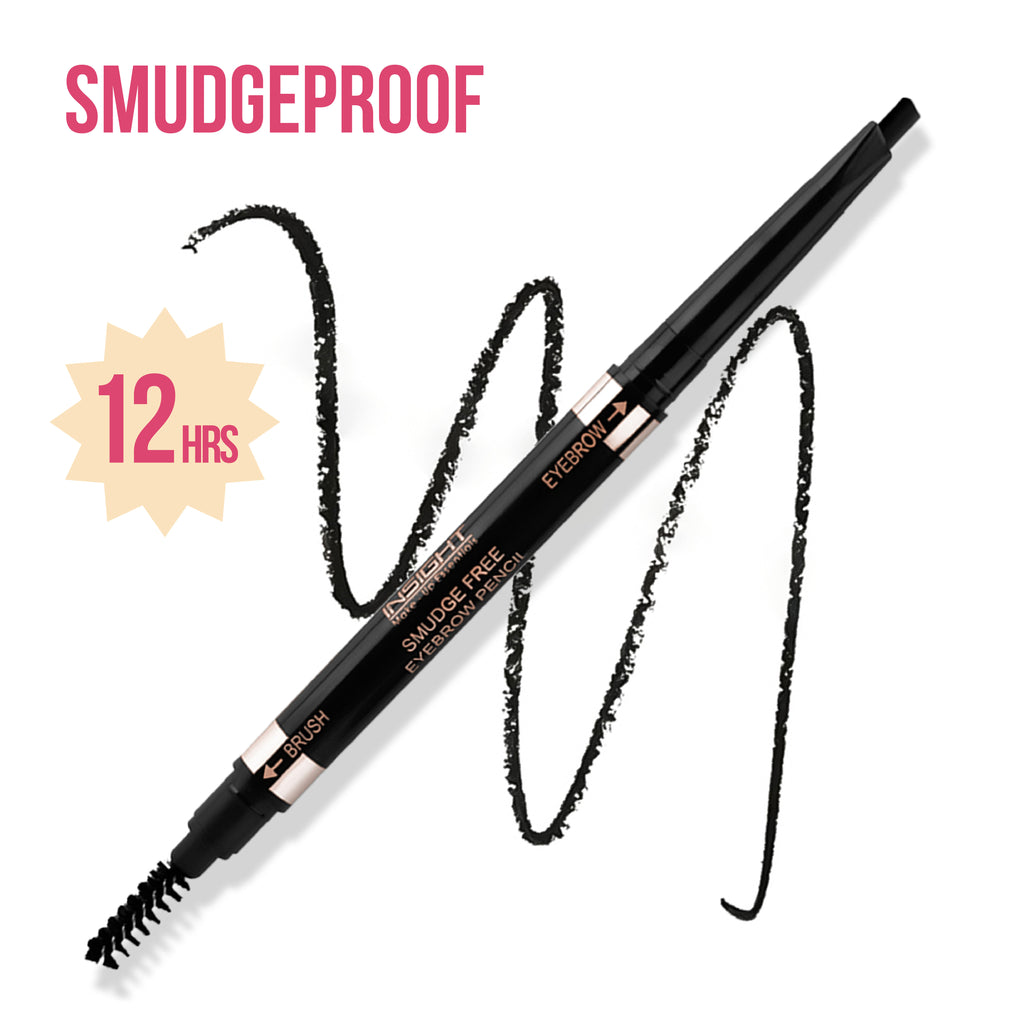 Smudge Free Eyebrow Pencil, 2 In1 Define & Blend,12hrs Long Lasting - Black