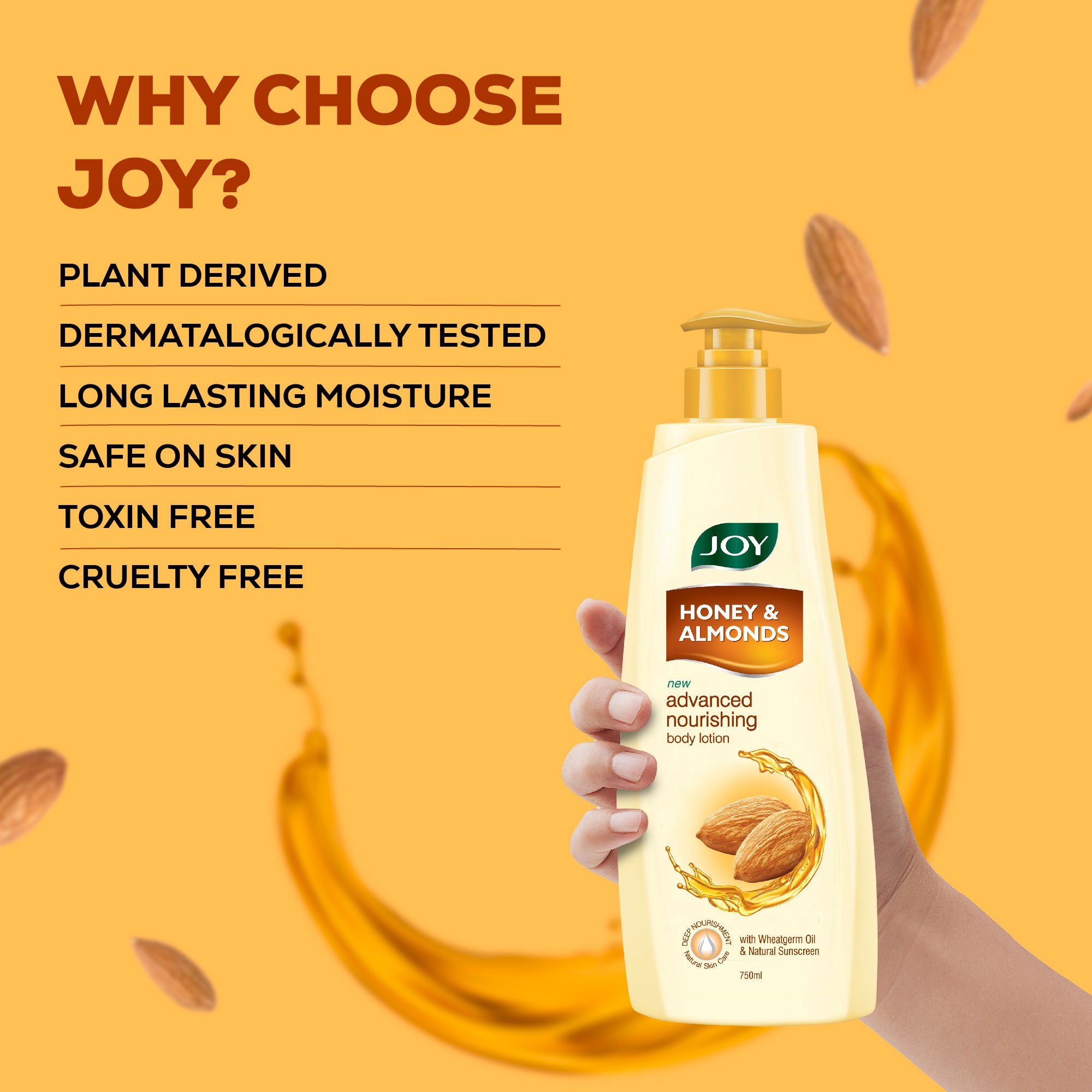 Honey & Almonds Lightweight Body Lotion with Shea Butter, Nourishing 24hr Care for Winter