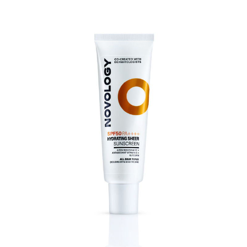 SPF 50 PA++++ Hydrating Sheer Sunscreen With Niacinamide For Dry Skin, Non Sticky