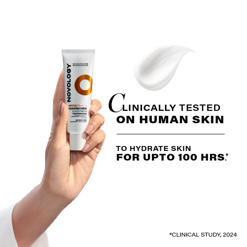 SPF 50 PA++++ Hydrating Sheer Sunscreen With Niacinamide For Dry Skin, Non Sticky