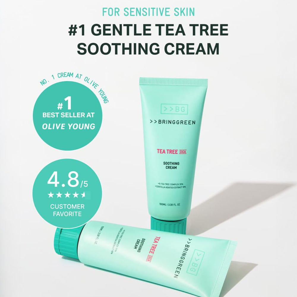 Tea Tree Cica Soothing Cream Plus, Hydrating Korean Centella Moisturizer