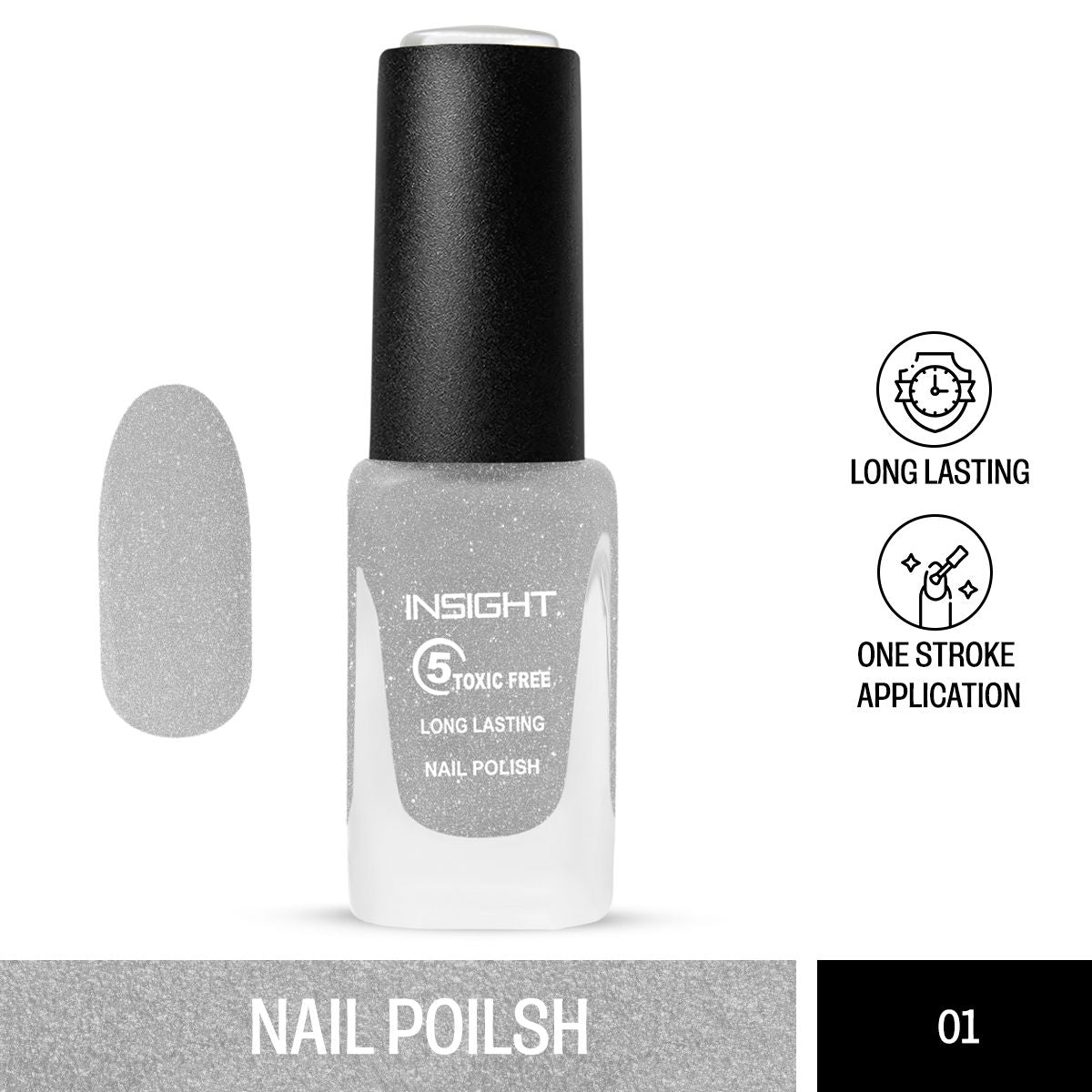 5 Toxic Free long lasting Nail Polish - Crystal Shade 1