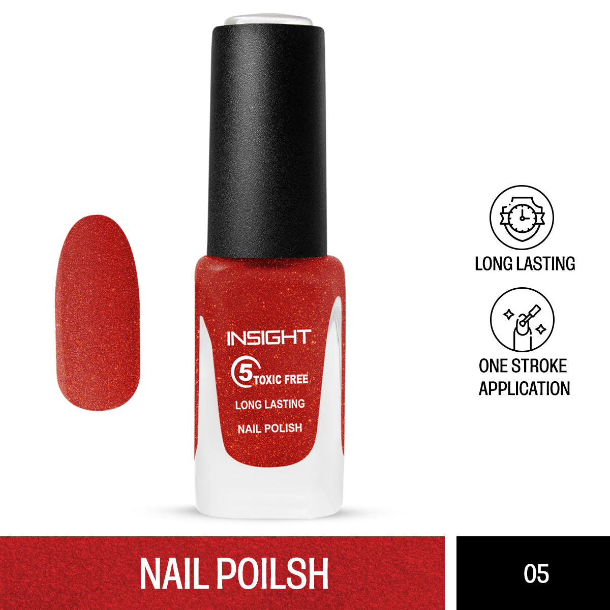 5 Toxic Free long lasting Nail Polish - Crystal shade 5