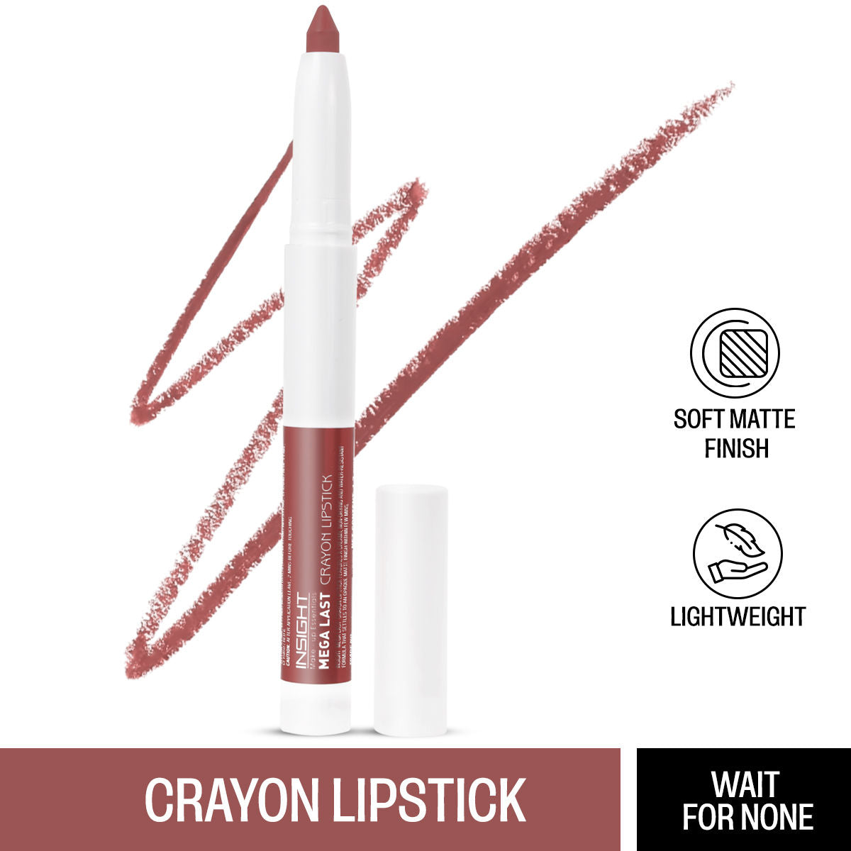 Mega Last Crayon Lipstick, Soft Matte Finish, Non Transfer - Wait For None