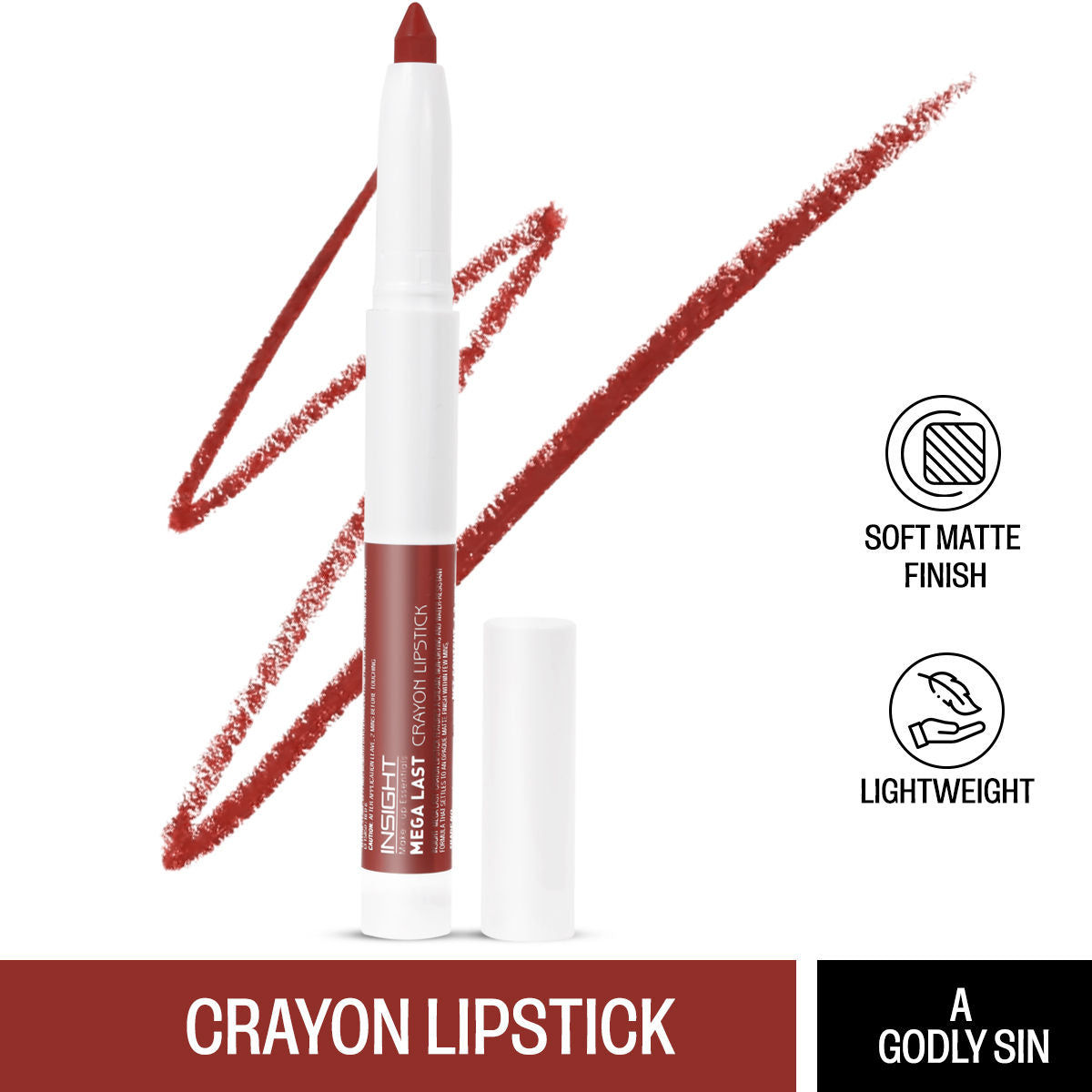 Mega Last Crayon Lipstick, Soft Matte Finish, Non Transfer - A Godly Sin
