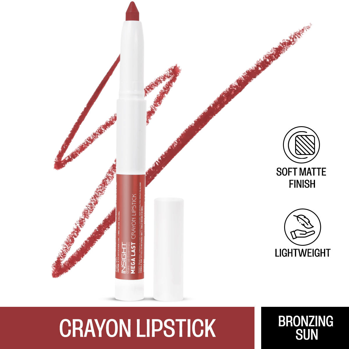 Mega Last Crayon Lipstick, Soft Matte Finish, Non Transfer - Bronzing Sun