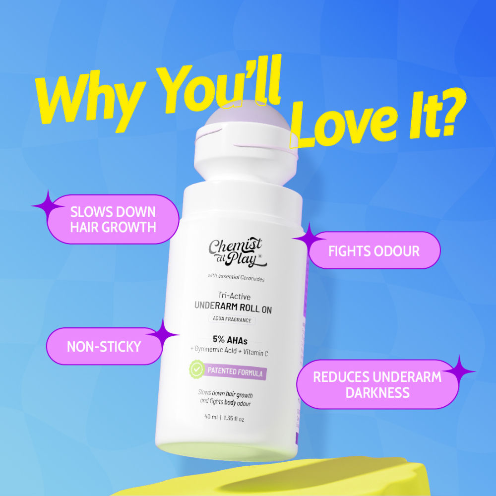 Chemist At Play's Tri-Active Underarm Roll On, India's 1st Underarm Hair Retardation Roll On