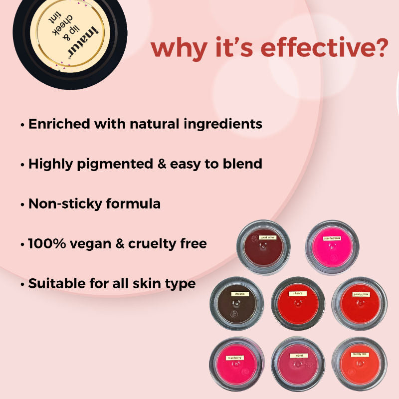 Lip and Cheek Tint Roseberry and Peony Pink with Shea Butter and Organic Oils