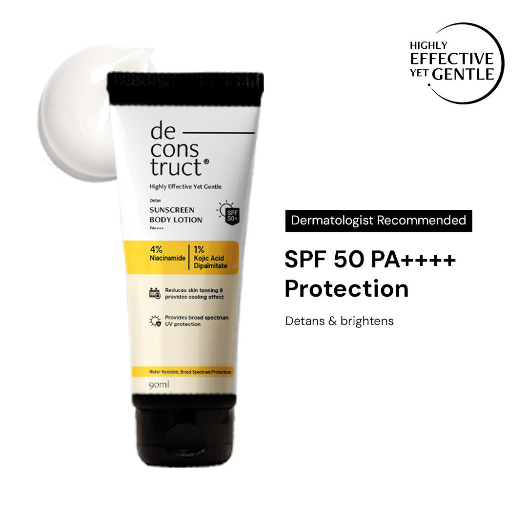 Detan Sunscreen Body Lotion, SPF 50 PA++++, Brightens & Protects