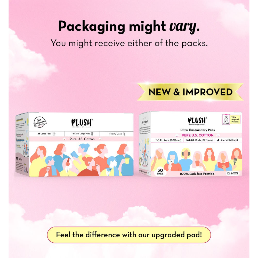 Sanitary Pads 100% Cotton Rash-Free - 16XL + 14XXL+ 4 Free Liners