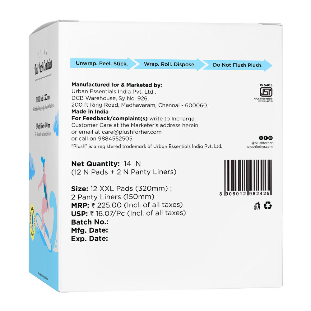Ultra Thin 12 XXL 100% Cotton Rash Free Sanitary Pads