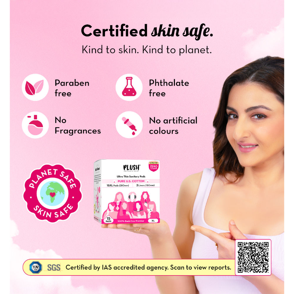 Sanitary Pads 100% Cotton rash-free 15XL + 2 free Liners