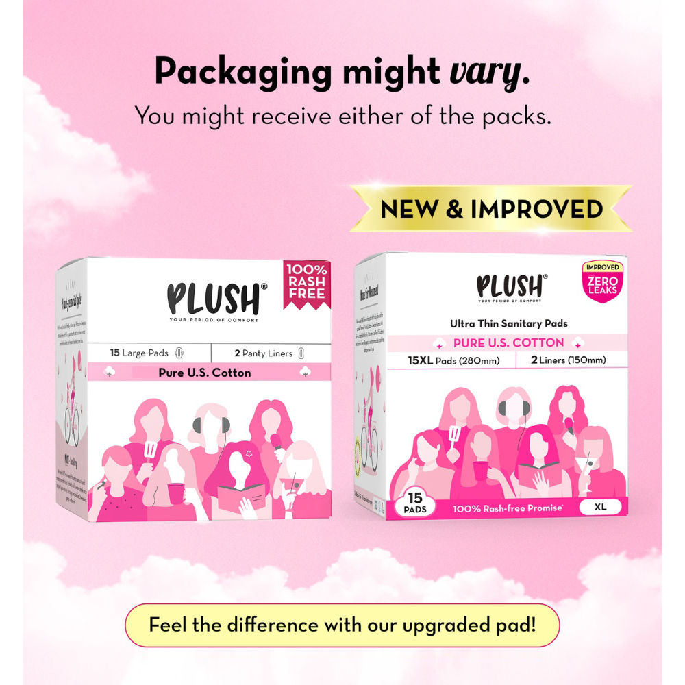 Sanitary Pads 100% Cotton rash-free 15XL + 2 free Liners
