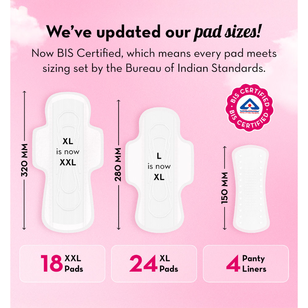 Sanitary Pads 100% Cotton Rash-Free - 24XL + 18XXL+ 4 Free Liners