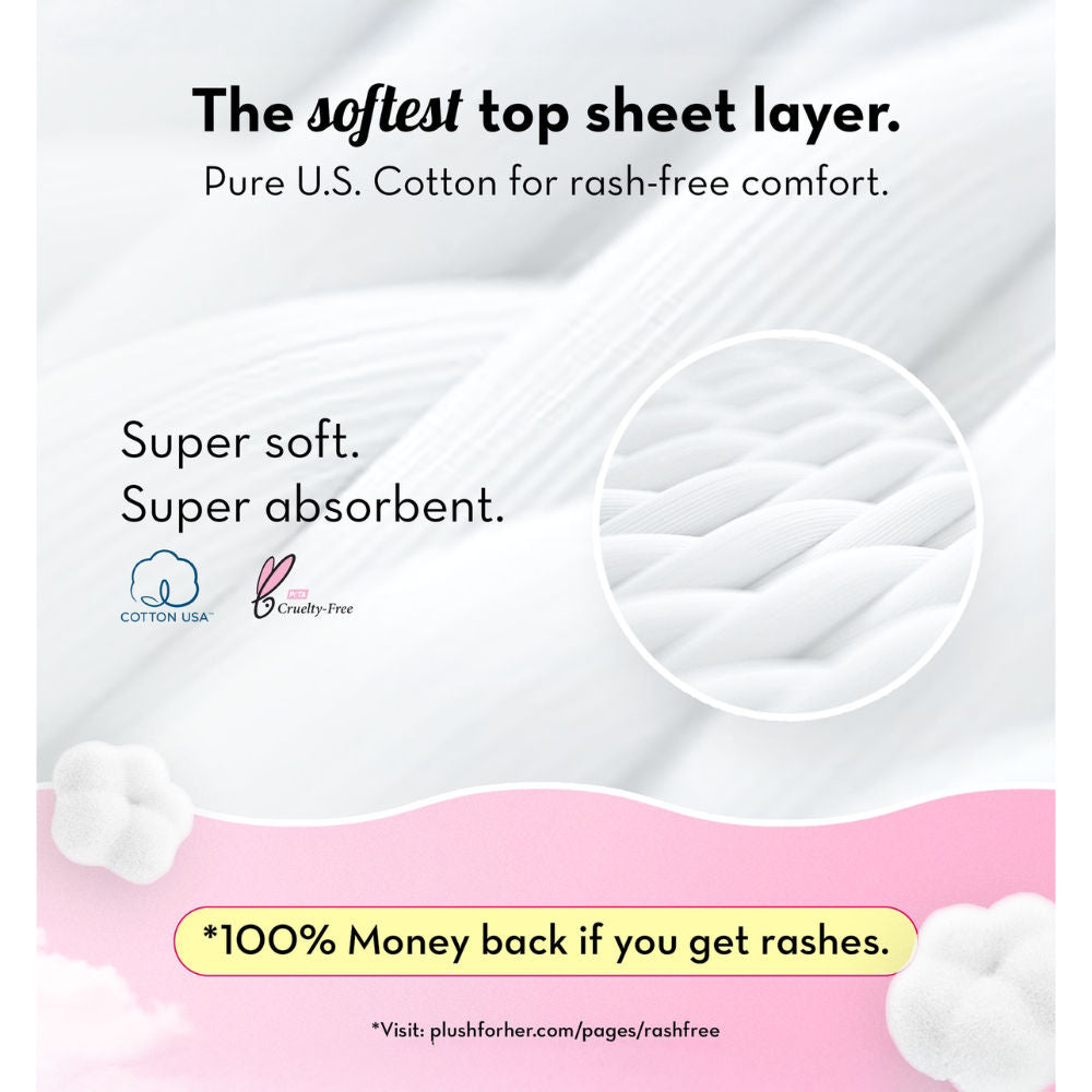 Sanitary Pads 100% Cotton Rash-Free - 24XL + 18XXL+ 4 Free Liners