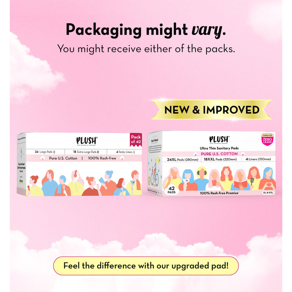 Sanitary Pads 100% Cotton Rash-Free - 24XL + 18XXL+ 4 Free Liners