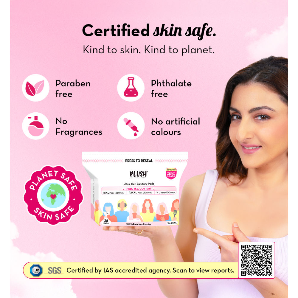 Sanitary Pads 100% Cotton Rash-Free | 16XL + 12XXL+ 4 Free Liners