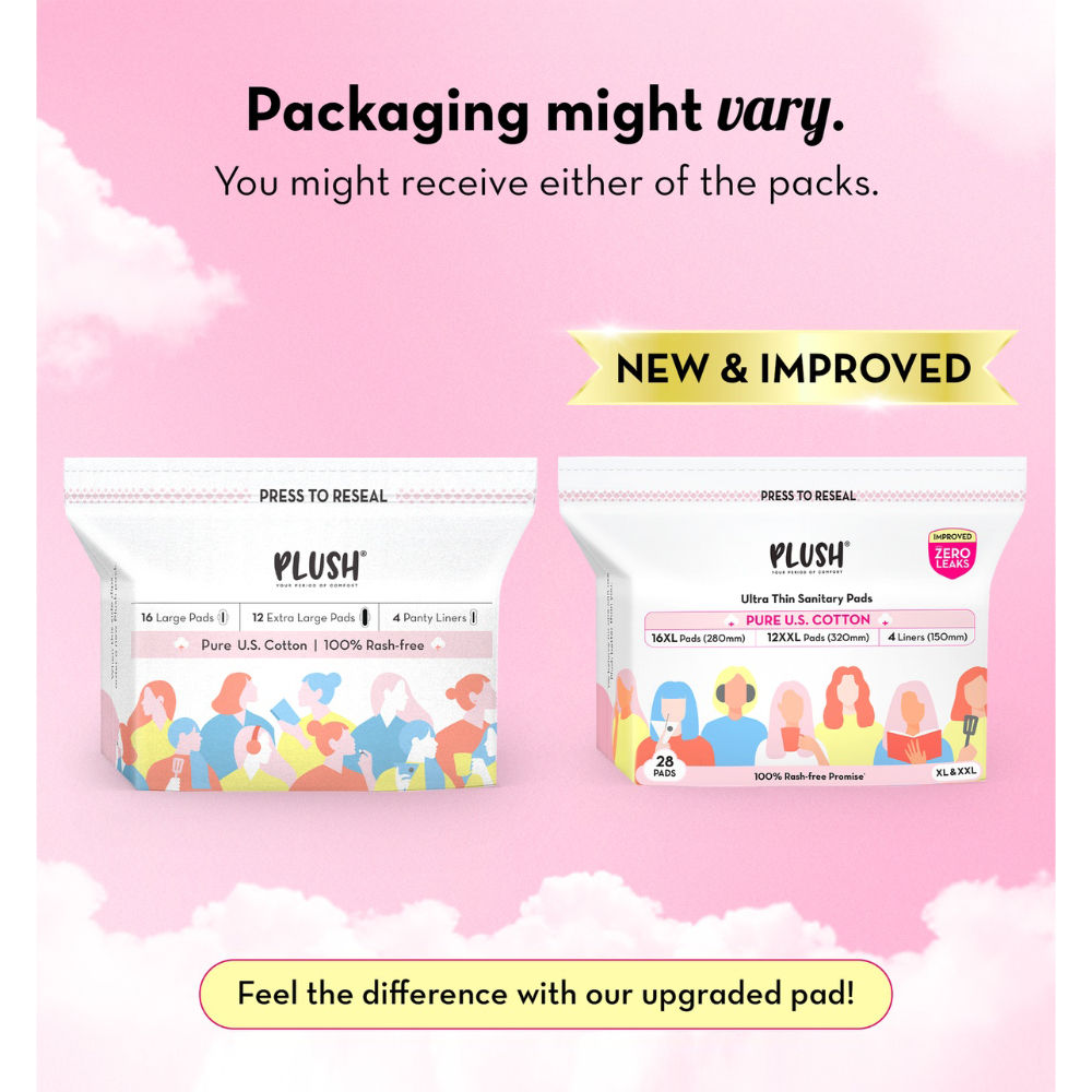 Sanitary Pads 100% Cotton Rash-Free | 16XL + 12XXL+ 4 Free Liners