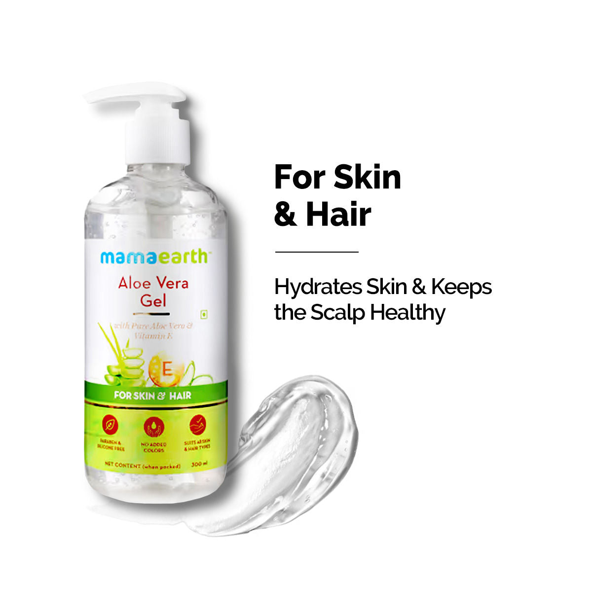 Aloe Vera Gel with Pure Aloe Vera & VitaminE for Skin & Hair 300ml| Hydrates, Soothes Skin