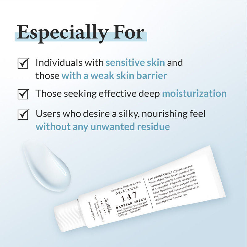 147 Barrier Cream: Rich Ceramide & hyaluronic acid infused cream for Damaged Skin Barrier
