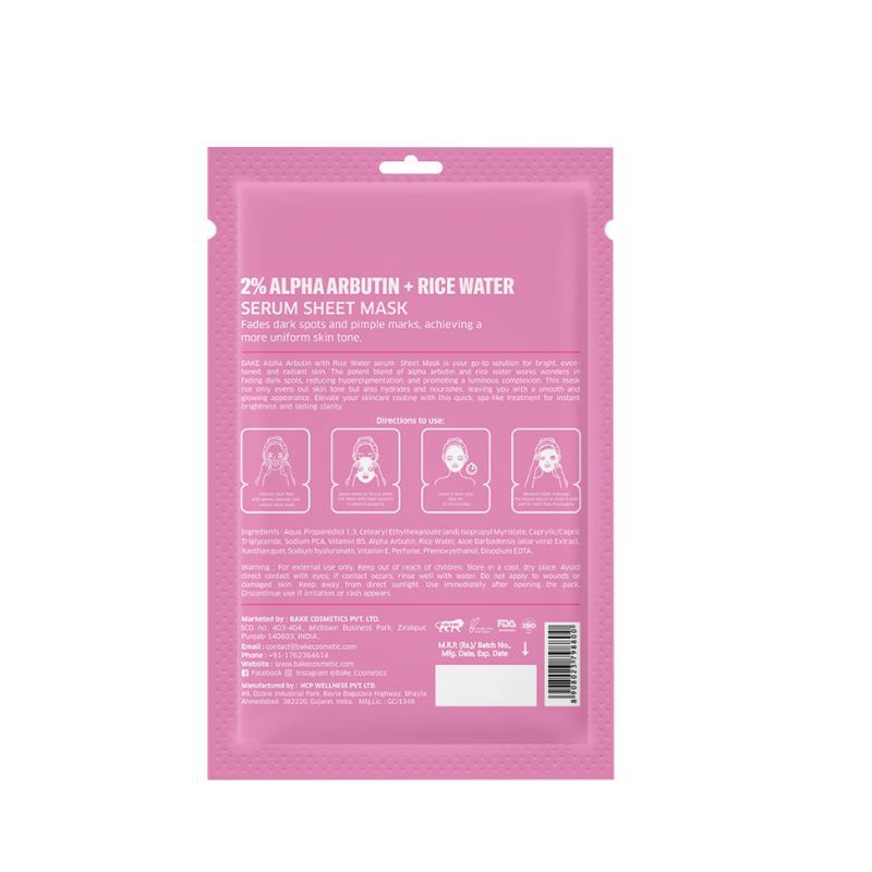 2% Alpha Arbutin Sheet Mask with Rice Water for Bright and Even Skin Tone