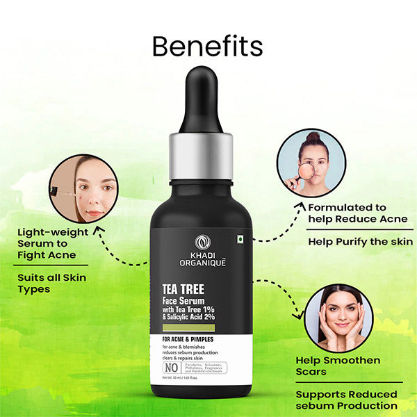 Tea Tree Face Serum With Tea Tree 1% + Salicylic Acid 2% For Acne & Blemishes