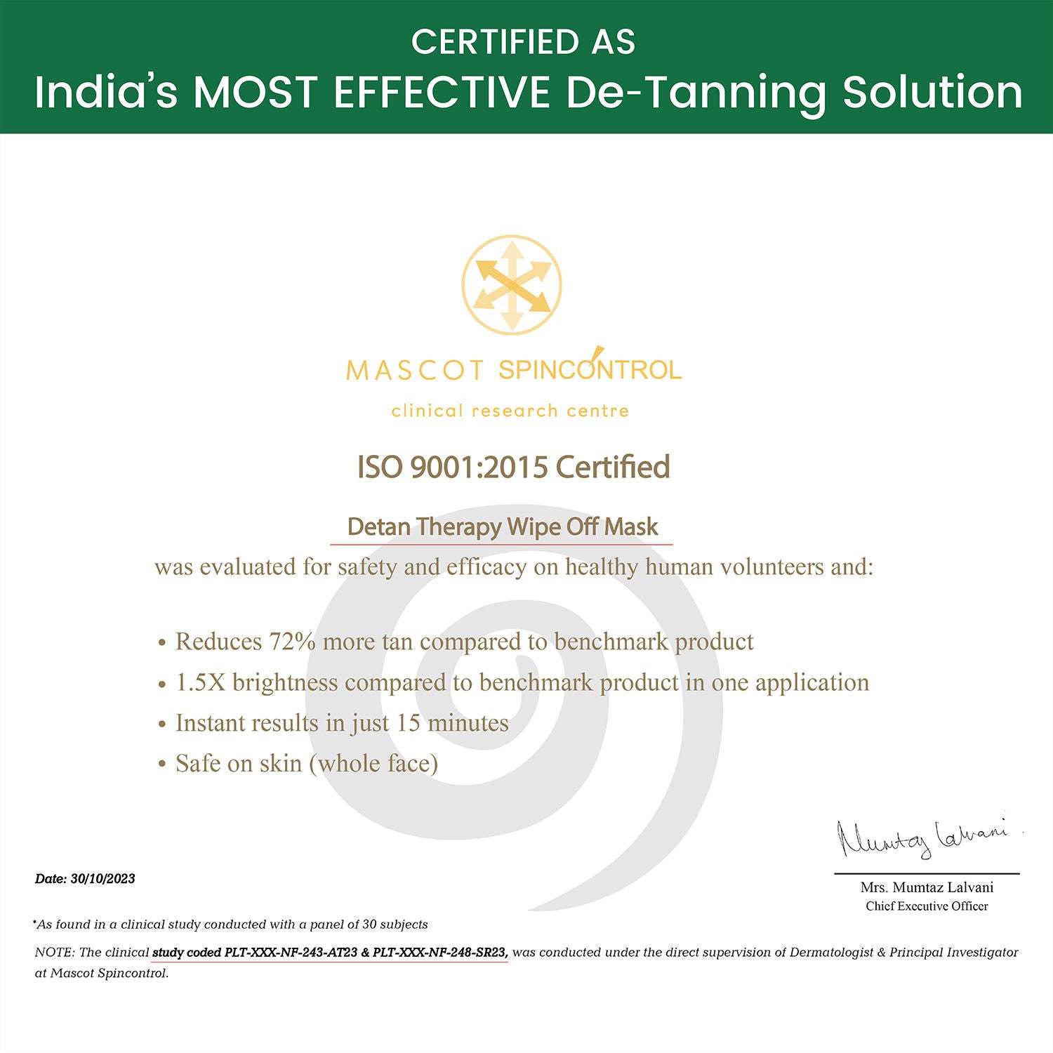 De Tan Therapy Wipe Off Mask