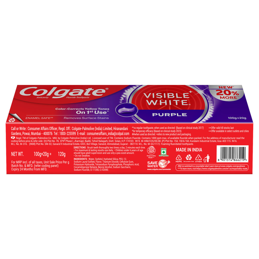 Visible White Purple Toothpaste