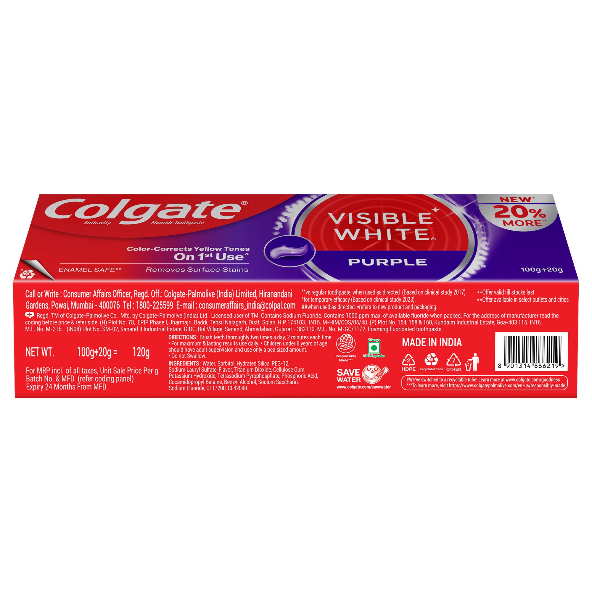 Visible White Purple Toothpaste