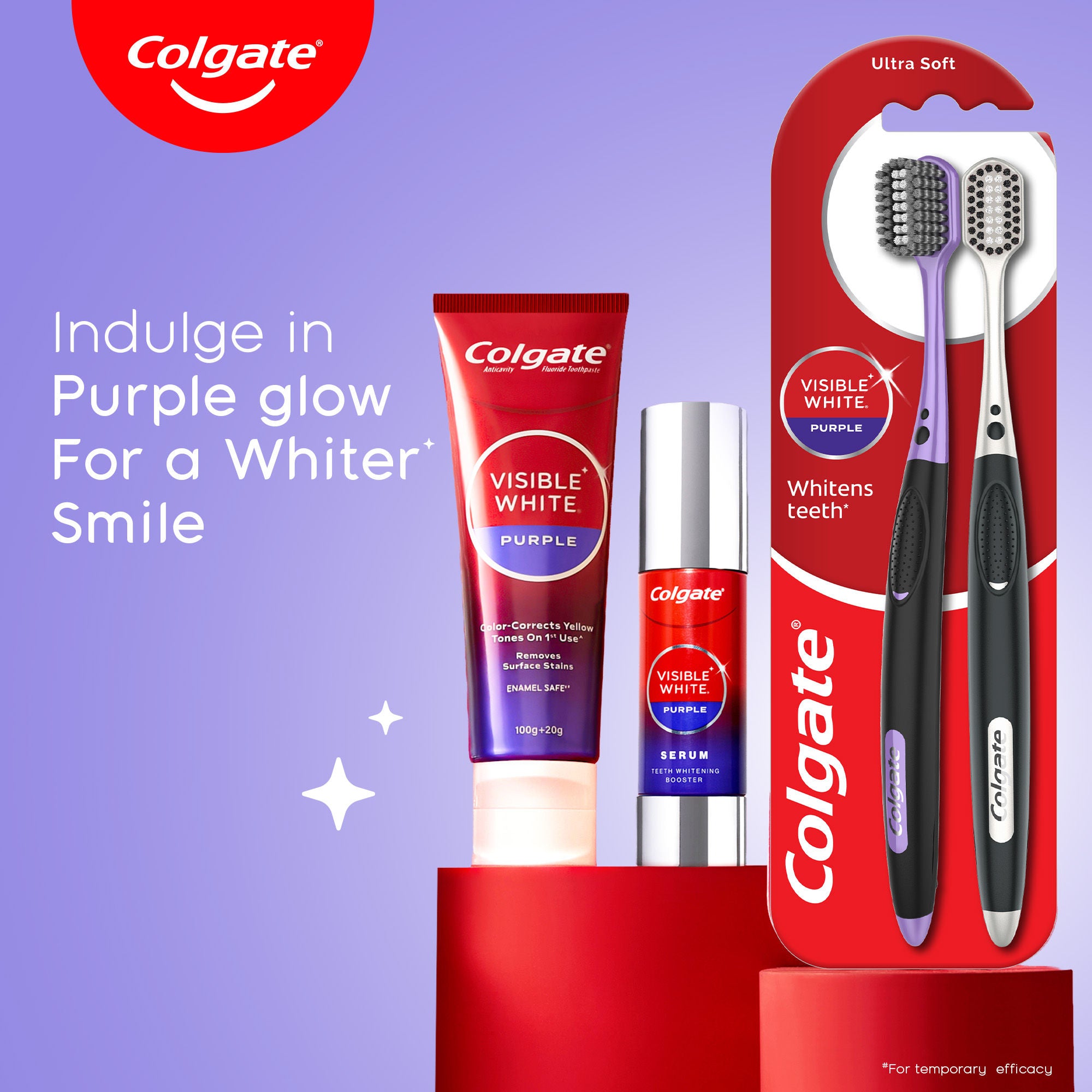 Visible White Purple Toothpaste for Color-Corrects Yellow Tones Saver Pack