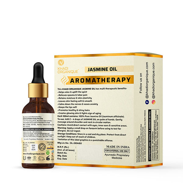 Jasmine Essential Oil, 100% Pure Natural Oil for Relaxation & Aromatherapy