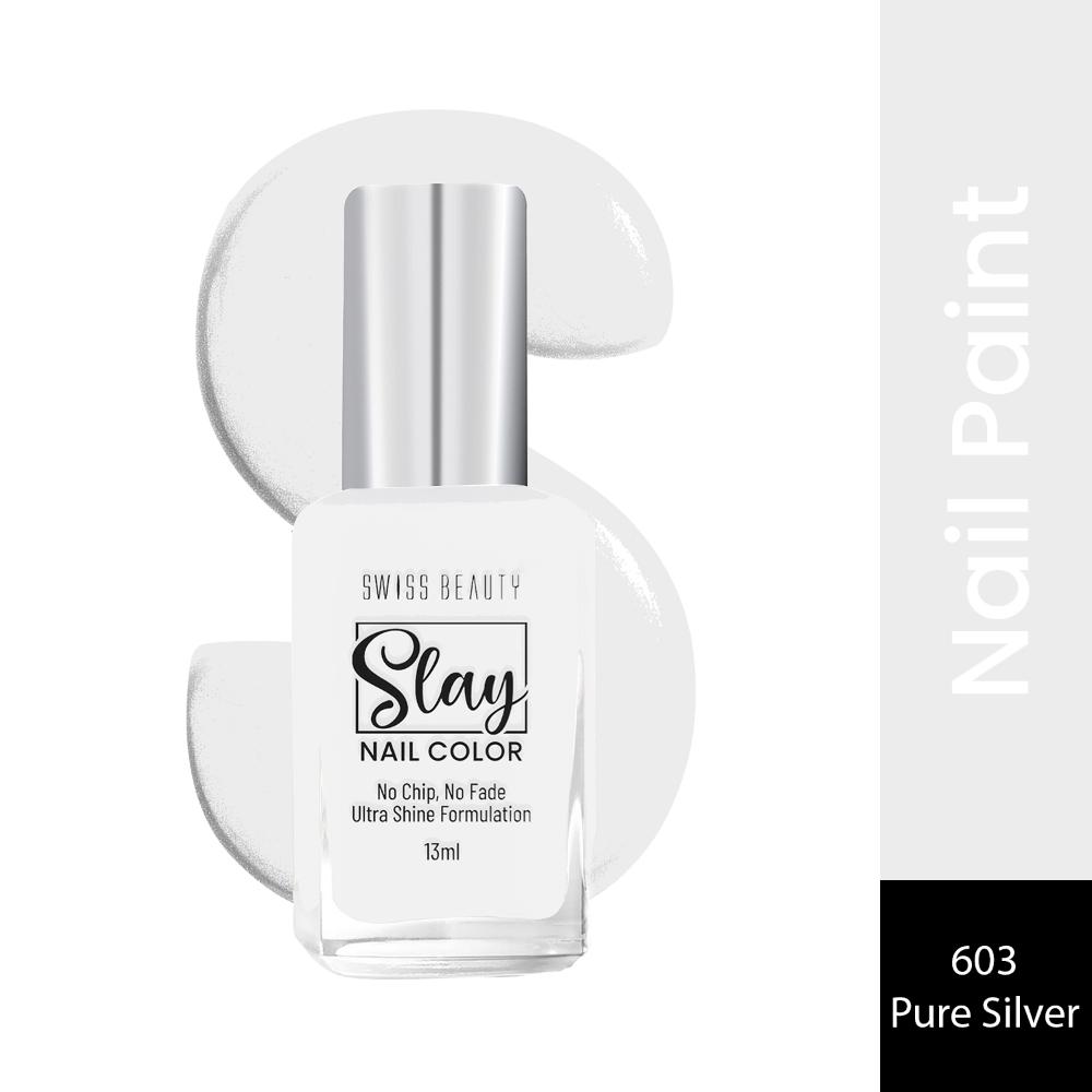 Slay Nail Color With Ultra Shine Formulation - 603 Pure Silver