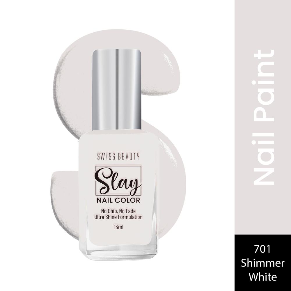 Slay Nail Color With Ultra Shine Formulation - 701 Shimmer White