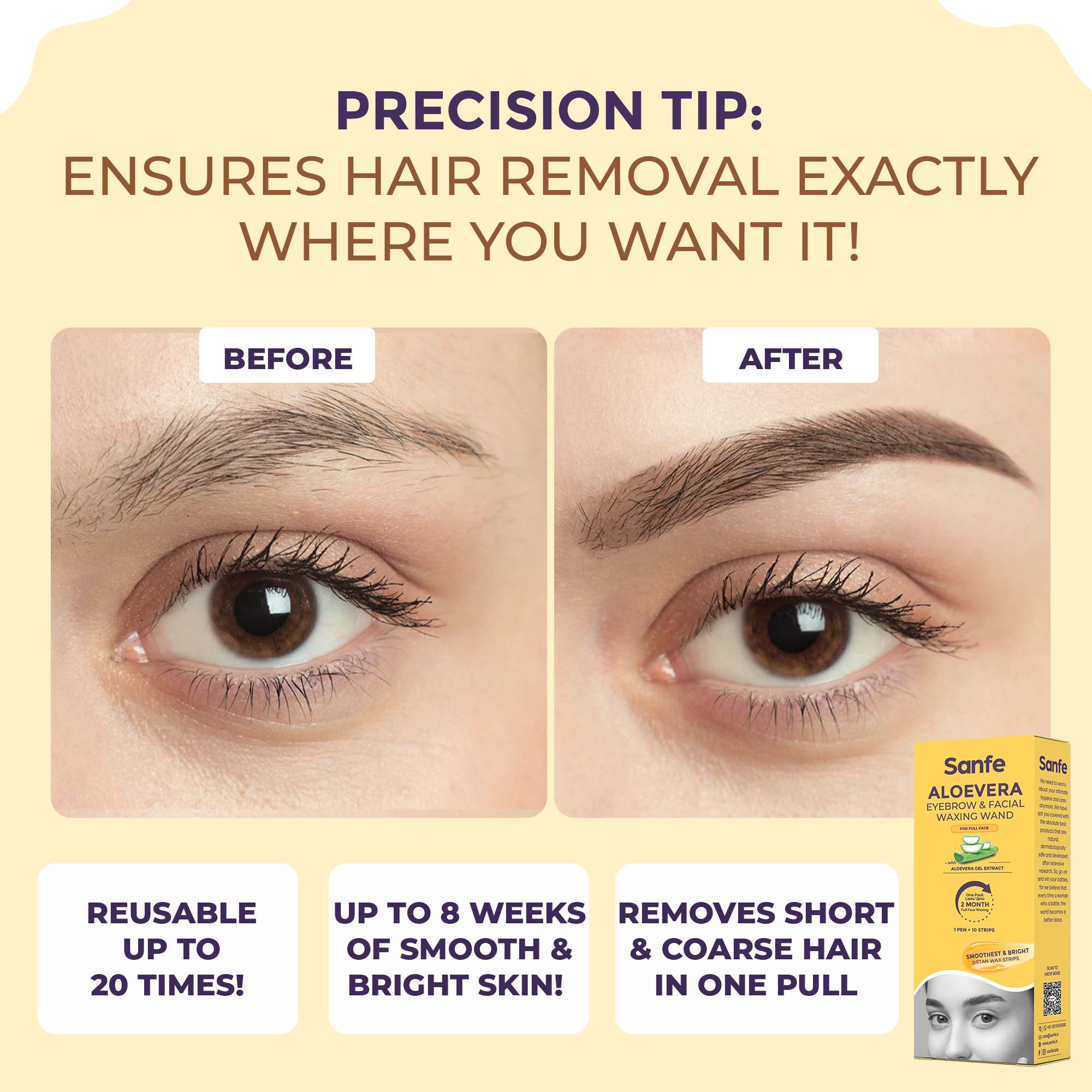 Eyebrow & Facial Waxing 1 Pen + 10 Strips