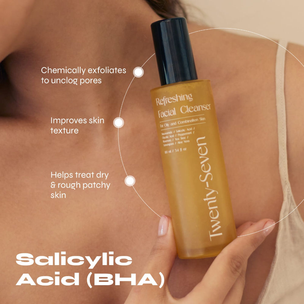 Refreshing Facial Cleanser AHA & BHA For Oil Control, Pore Unclogging & Glowing Skin