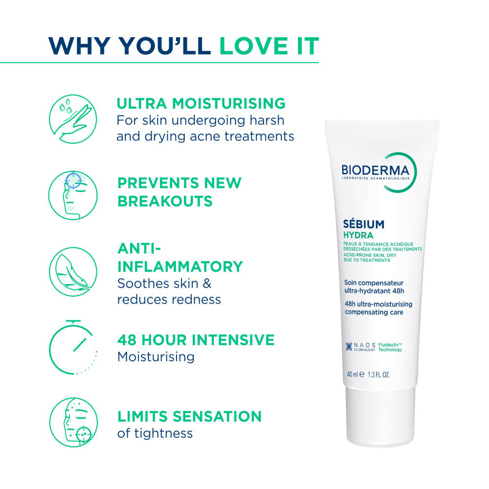 Moisturizer Sebium Hydra for Oily, Acne-Prone Skin with Ceramides for 24H Hydration