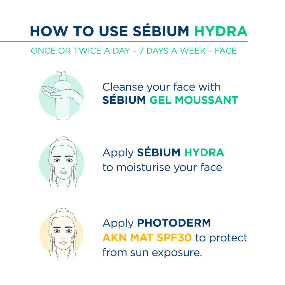 Moisturizer Sebium Hydra for Oily, Acne-Prone Skin with Ceramides for 24H Hydration