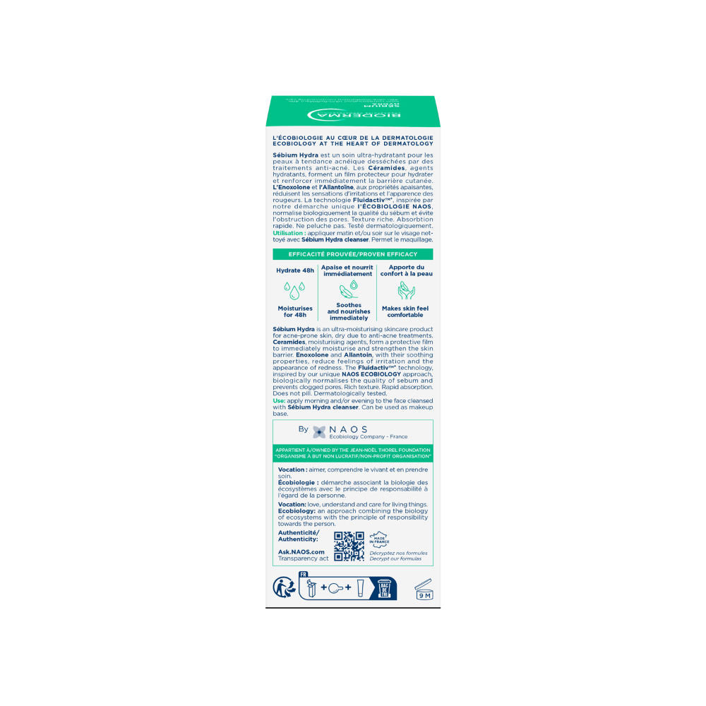 Moisturizer Sebium Hydra for Oily, Acne-Prone Skin with Ceramides for 24H Hydration