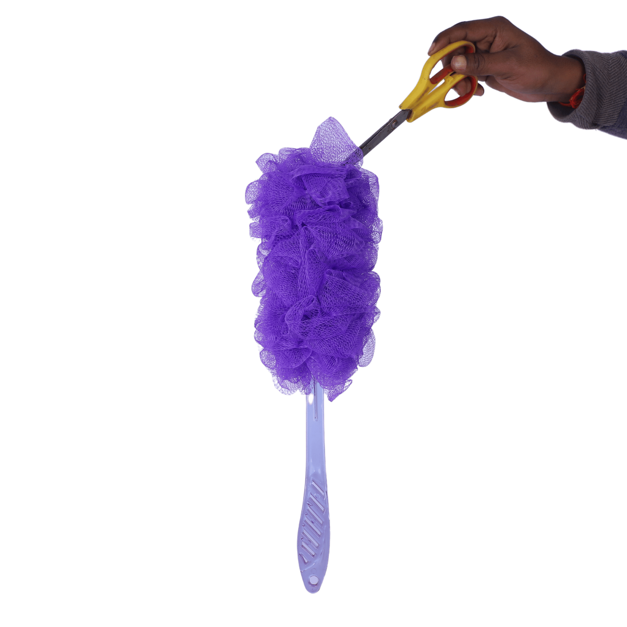 Bath Brush with Long Handle & Soft Nylon Mesh - Purple