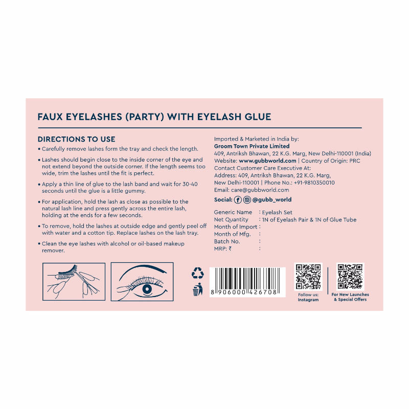Eyelash Set With Glue, False Eyelashes - Party Style