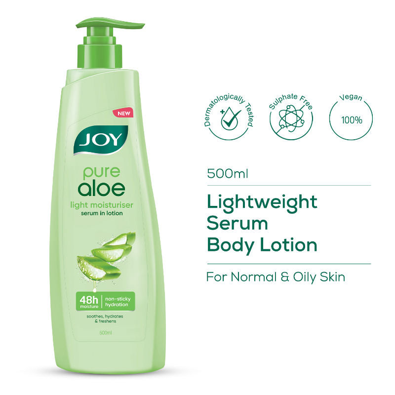 Pure Aloe Vera Body Lotion, Lightweight 48hr Moisturization for Normal & Oily Winter Skin