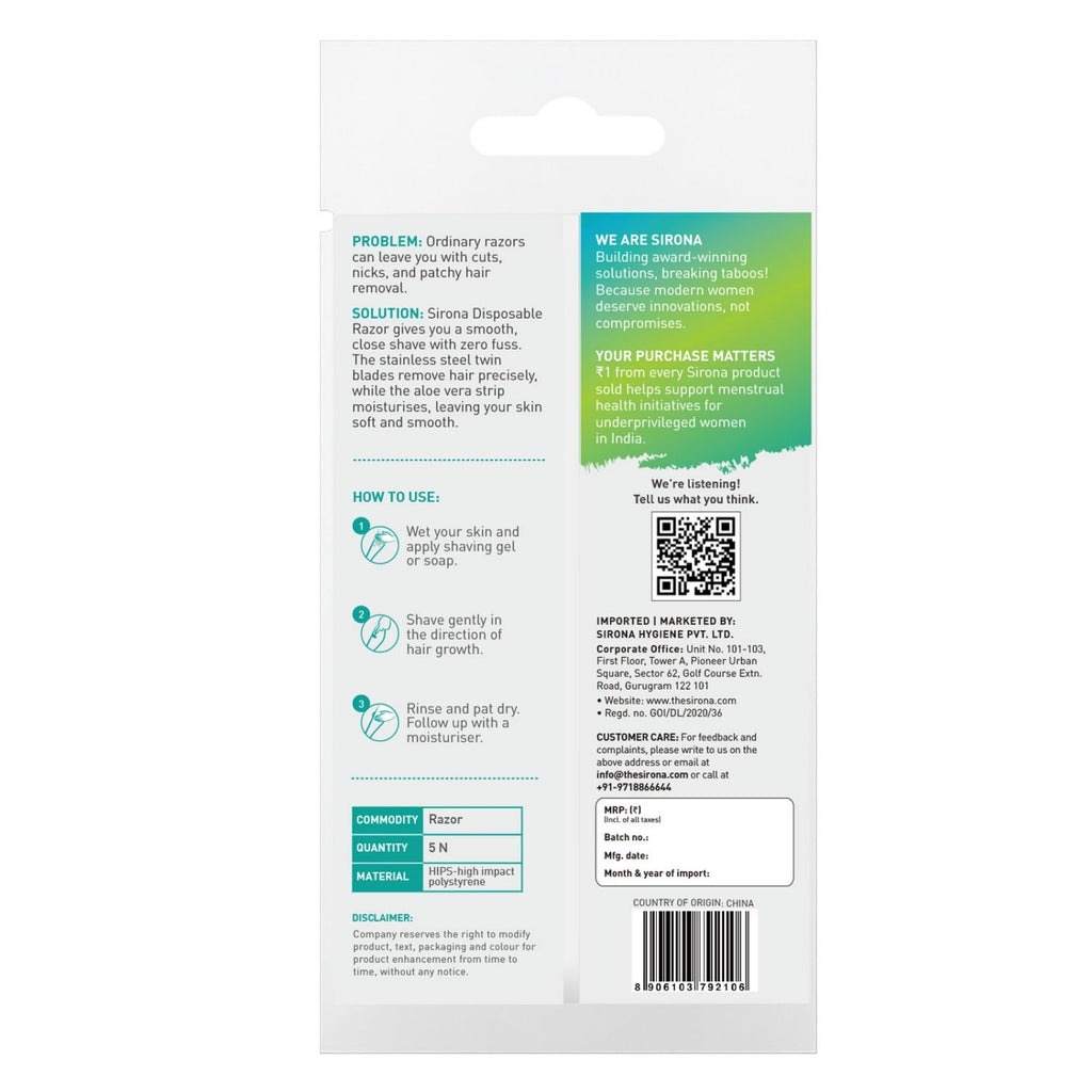 Disposable Shaving Razors for Women, Aloe Vera Lubrication for Smooth Instant Hair Removal