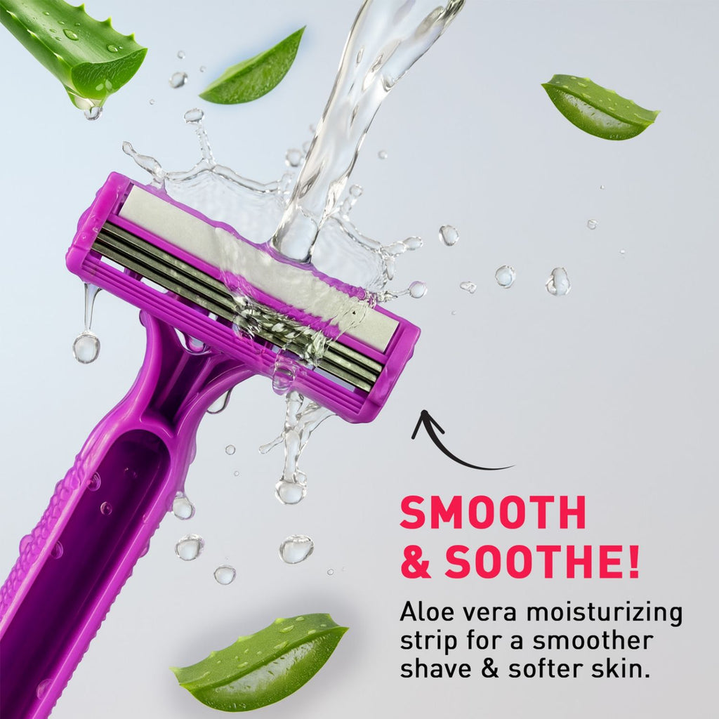 Disposable Shaving Razors for Women, Aloe Vera Lubrication for Smooth Instant Hair Removal