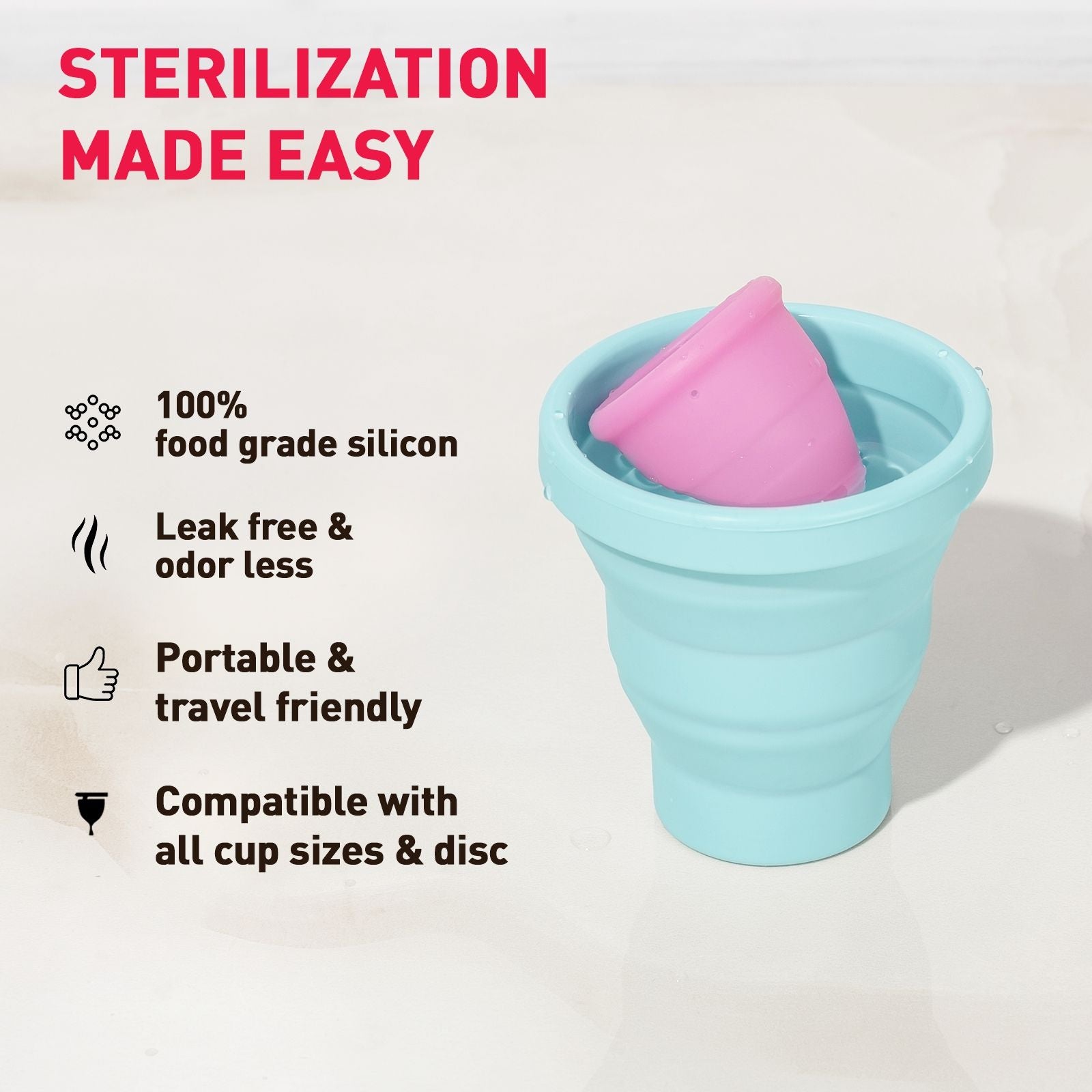 Menstrual Cup Sterilizer Microwave Safe, Collapsible and Easy to Use Sterilizer