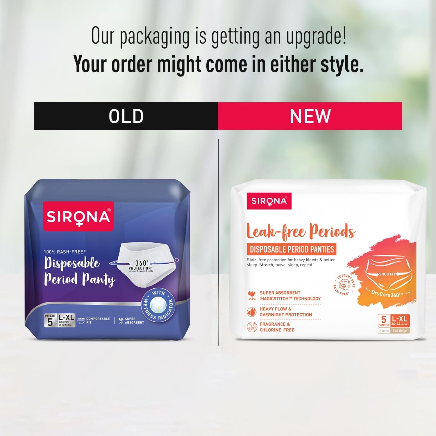 Disposable Period Panties, L-XL (36-44 inch) 360° Coverage, Leakage Protection for Heavy Flow