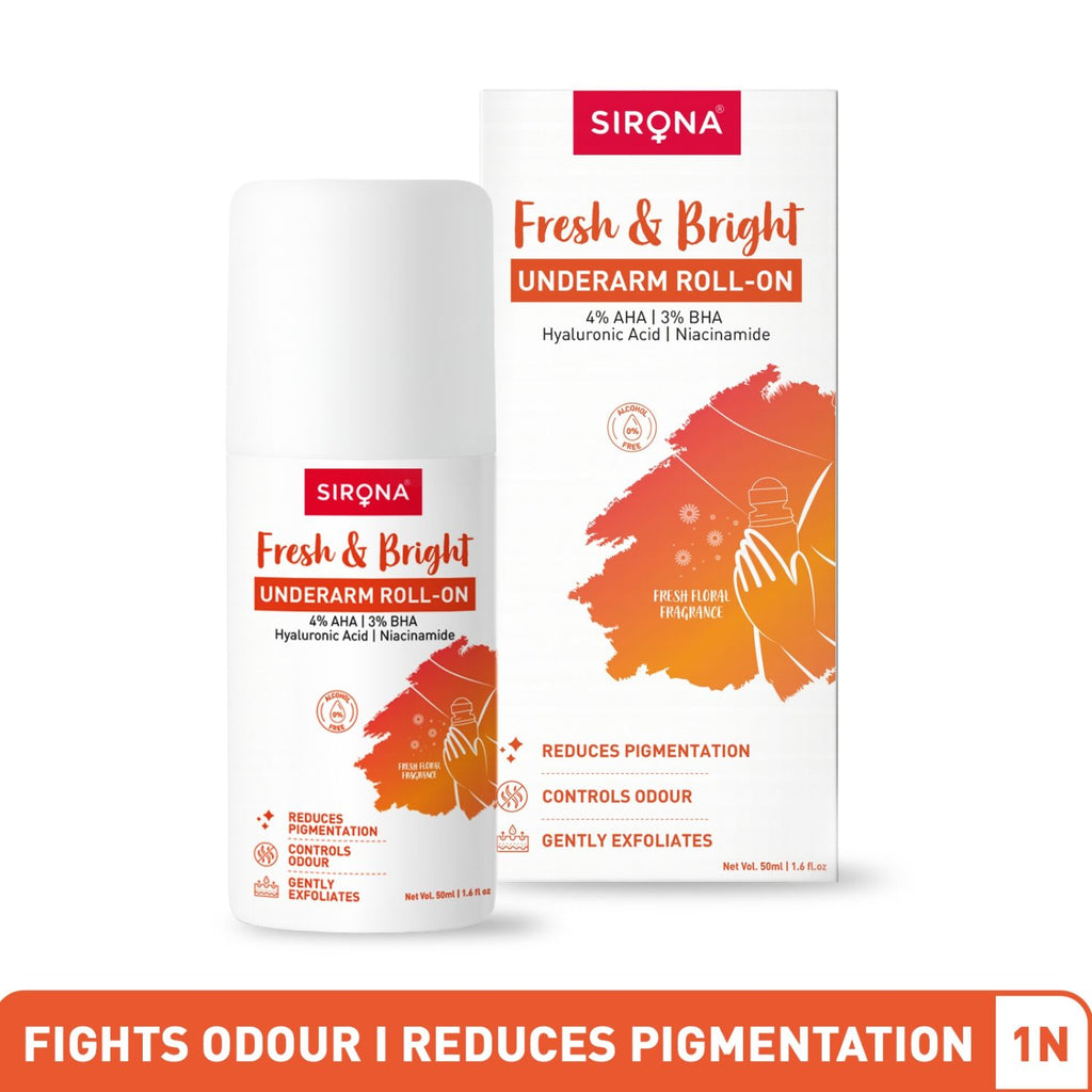 5% AHA, 3% BHA Underarm Roll-On, Treats Pigmentation & Odour - Hyaluronic Acid & Niacinamide