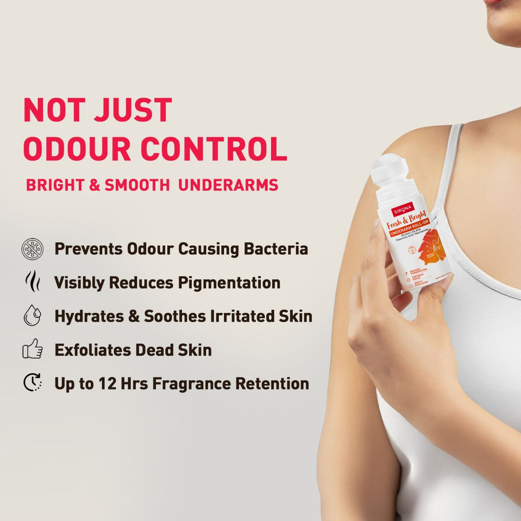 5% AHA, 3% BHA Underarm Roll-On, Treats Pigmentation & Odour - Hyaluronic Acid & Niacinamide